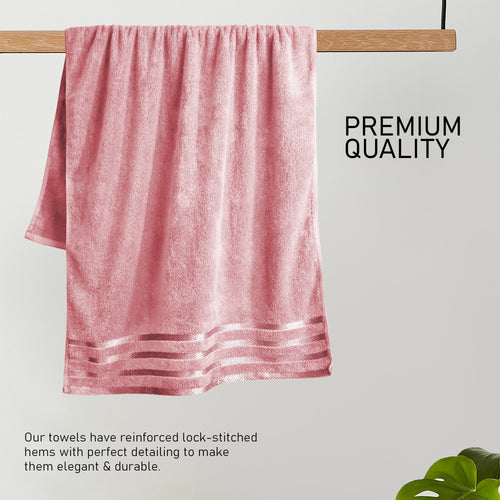 OLIVIA ROCCO Belmont Viscose Stripe Pink Towels 100% Cotton Hotel Quality Super Absorbent