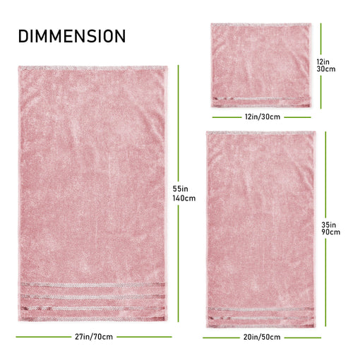 OLIVIA ROCCO Belmont Viscose Stripe Pink Towels 100% Cotton Hotel Quality Super Absorbent