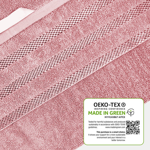 OLIVIA ROCCO Belmont Viscose Stripe Pink Towels 100% Cotton Hotel Quality Super Absorbent