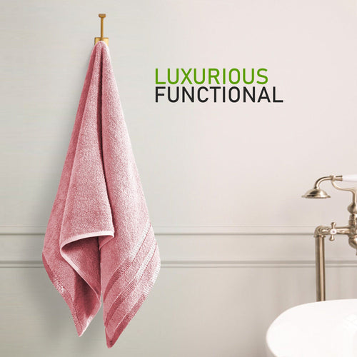 OLIVIA ROCCO Belmont Viscose Stripe Pink Towels 100% Cotton Hotel Quality Super Absorbent