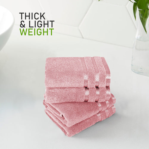 OLIVIA ROCCO Belmont Viscose Stripe Pink Towels 100% Cotton Hotel Quality Super Absorbent