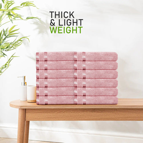 OLIVIA ROCCO Belmont Viscose Stripe Pink Towels 100% Cotton Hotel Quality Super Absorbent