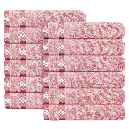 OLIVIA ROCCO Belmont Viscose Stripe Pink Towels 100% Cotton Hotel Quality Super Absorbent