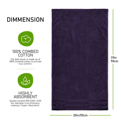 OLIVIA ROCCO Belmont Viscose Stripe Purple Towels 100% Cotton Hotel Quality Bath Towels
