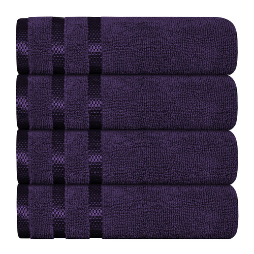 OLIVIA ROCCO Belmont Viscose Stripe Purple Towels 100% Cotton Hotel Quality Bath Towels