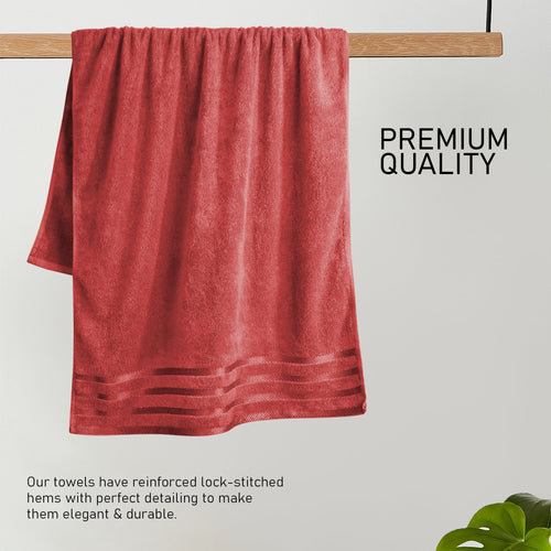 OLIVIA ROCCO Belmont Viscose Stripe Red Towels 100% Cotton Hotel Quality Super Absorbent