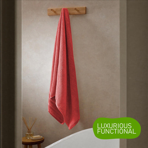 OLIVIA ROCCO Belmont Viscose Stripe Red Towels 100% Cotton Hotel Quality Super Absorbent