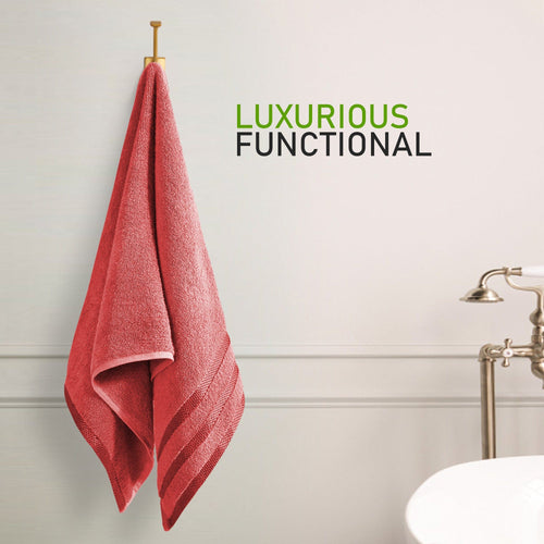 OLIVIA ROCCO Belmont Viscose Stripe Red Towels 100% Cotton Hotel Quality Super Absorbent