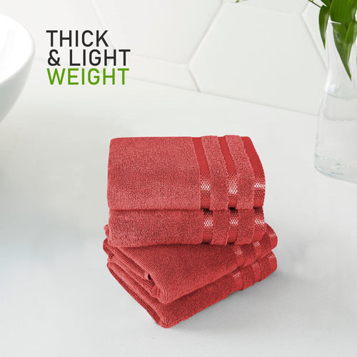 OLIVIA ROCCO Belmont Viscose Stripe Red Towels 100% Cotton Hotel Quality Super Absorbent