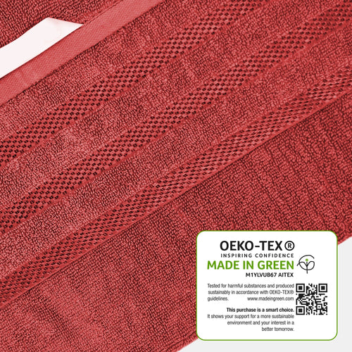 OLIVIA ROCCO Belmont Viscose Stripe Red Towels 100% Cotton Hotel Quality Super Absorbent