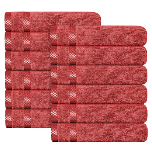 OLIVIA ROCCO Belmont Viscose Stripe Red Towels 100% Cotton Hotel Quality Super Absorbent