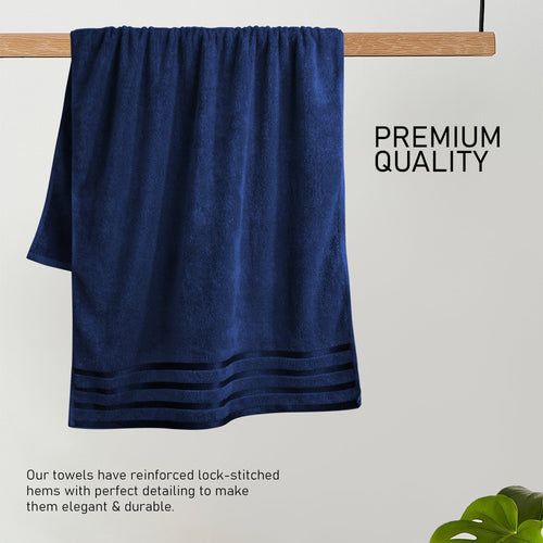 OLIVIA ROCCO Belmont Viscose Stripe Royal Blue Towels 100% Cotton Hotel Quality 10 Piece