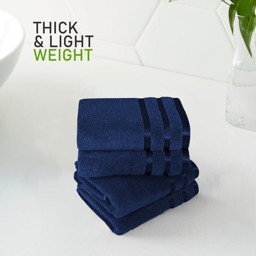 OLIVIA ROCCO Belmont Viscose Stripe Royal Blue Towels 100% Cotton Hotel Quality 10 Piece