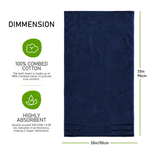 OLIVIA ROCCO Belmont Viscose Stripe Royal Blue Towels 100% Cotton Hotel Quality 10 Piece
