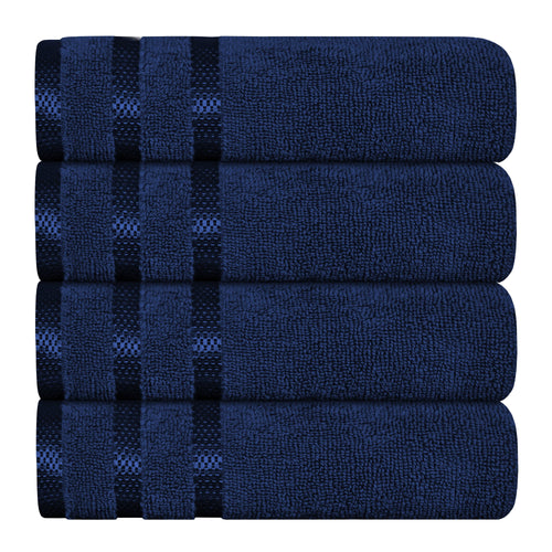 OLIVIA ROCCO Belmont Viscose Stripe Royal Blue Towels 100% Cotton Hotel Quality 10 Piece