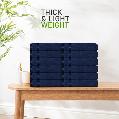 OLIVIA ROCCO Belmont Viscose Stripe Royal Blue Towels 100% Cotton Hotel Quality 10 Piece