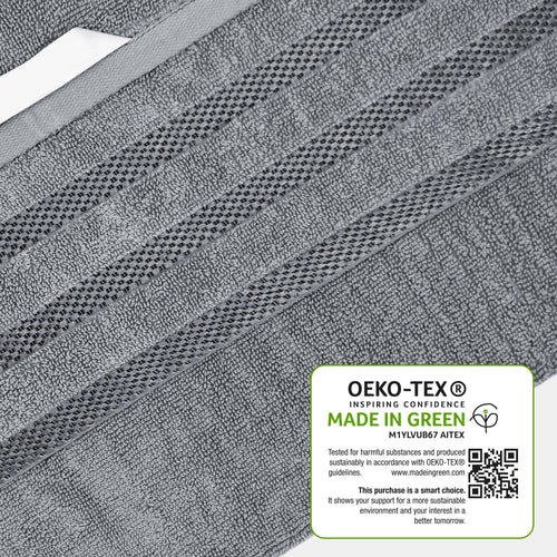 OLIVIA ROCCO Belmont Viscose Stripe Silver Towels 100% Cotton Quality Super Absorbent