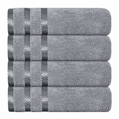 OLIVIA ROCCO Belmont Viscose Stripe Silver Towels 100% Cotton Quality Super Absorbent