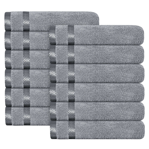 OLIVIA ROCCO Belmont Viscose Stripe Silver Towels 100% Cotton Quality Super Absorbent