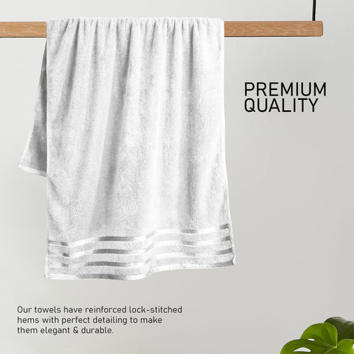 OLIVIA ROCCO Belmont Viscose Stripe White Towels 100% Cotton Hotel Quality Bath Towels