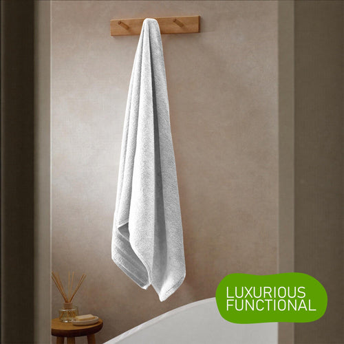 OLIVIA ROCCO Belmont Viscose Stripe White Towels 100% Cotton Hotel Quality Bath Towels