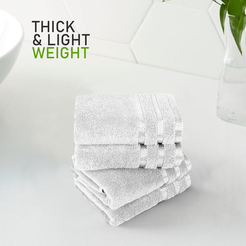OLIVIA ROCCO Belmont Viscose Stripe White Towels 100% Cotton Hotel Quality Bath Towels