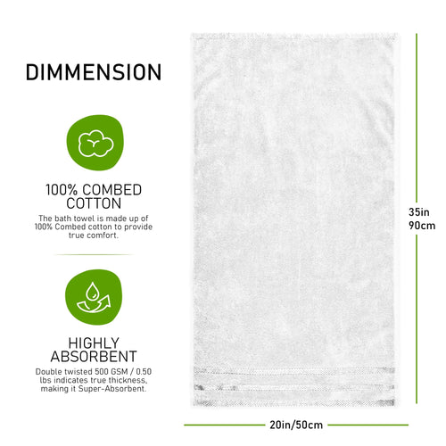 OLIVIA ROCCO Belmont Viscose Stripe White Towels 100% Cotton Hotel Quality Bath Towels