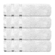OLIVIA ROCCO Belmont Viscose Stripe White Towels 100% Cotton Hotel Quality Bath Towels