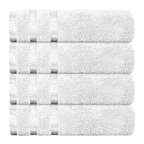 OLIVIA ROCCO Belmont Viscose Stripe White Towels 100% Cotton Hotel Quality Bath Towels