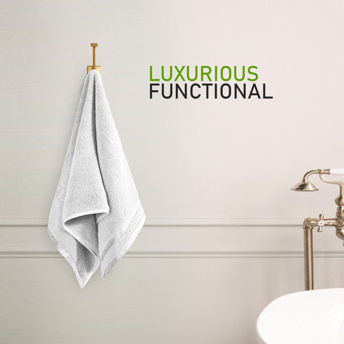OLIVIA ROCCO Belmont Viscose Stripe White Towels 100% Cotton Hotel Quality Bath Towels