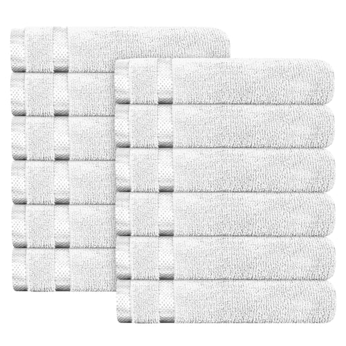 OLIVIA ROCCO Belmont Viscose Stripe White Towels 100% Cotton Hotel Quality Bath Towels