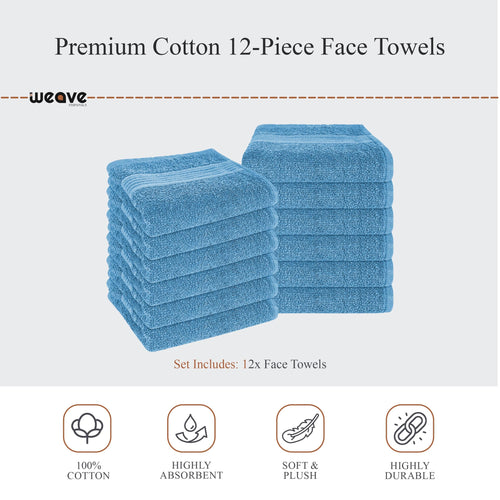 OLIVIA ROCCO Rhodes Towel Aqua 100% Cotton Hotel Quality Soft Super Absorbent Hand Towels