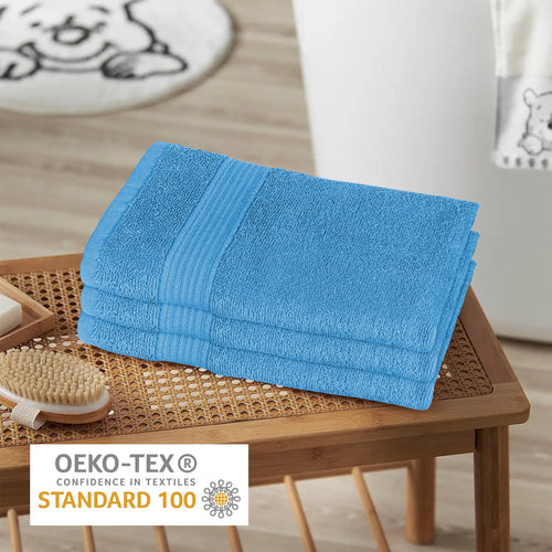 OLIVIA ROCCO Rhodes Towel Aqua 100% Cotton Hotel Quality Soft Super Absorbent Hand Towels