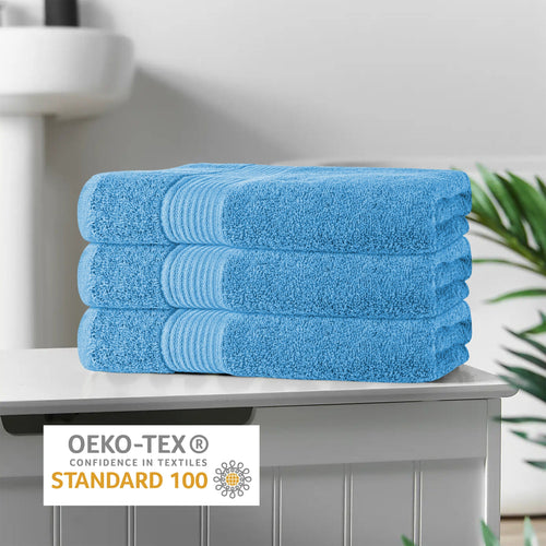 OLIVIA ROCCO Rhodes Towel Aqua 100% Cotton Hotel Quality Soft Super Absorbent Hand Towels