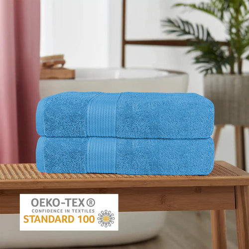 OLIVIA ROCCO Rhodes Towel Aqua 100% Cotton Hotel Quality Soft Super Absorbent Hand Towels