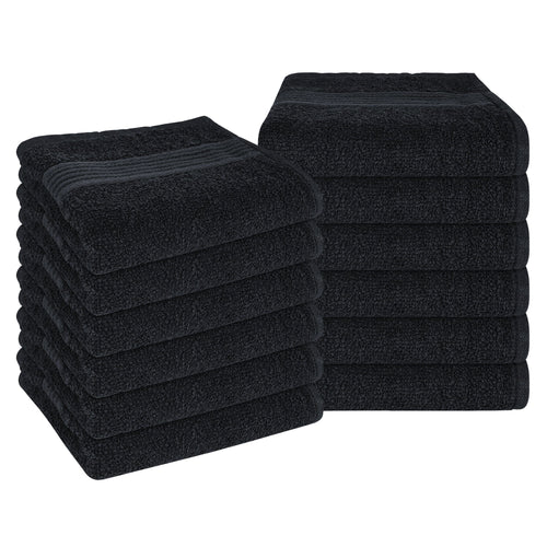 OLIVIA ROCCO Rhodes Towel Black 100% Cotton Hotel Quality Super Absorbent Hand Towels