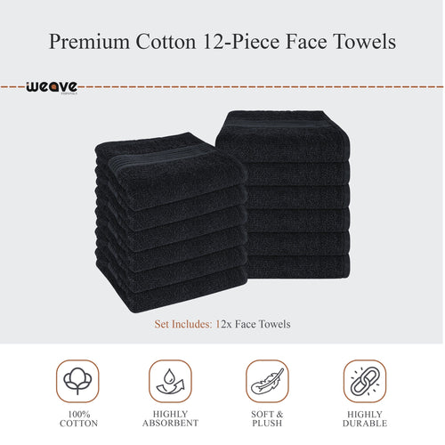 OLIVIA ROCCO Rhodes Towel Black 100% Cotton Hotel Quality Super Absorbent Hand Towels
