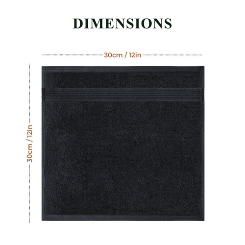 OLIVIA ROCCO Rhodes Towel Black 100% Cotton Hotel Quality Super Absorbent Hand Towels