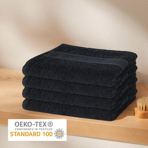 OLIVIA ROCCO Rhodes Towel Black 100% Cotton Hotel Quality Super Absorbent Hand Towels