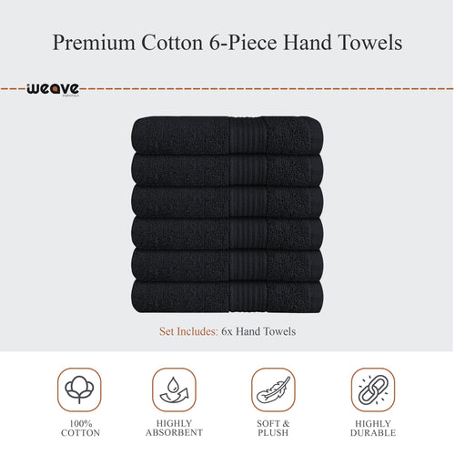 OLIVIA ROCCO Rhodes Towel Black 100% Cotton Hotel Quality Super Absorbent Hand Towels