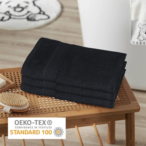 OLIVIA ROCCO Rhodes Towel Black 100% Cotton Hotel Quality Super Absorbent Hand Towels