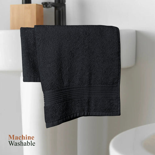 OLIVIA ROCCO Rhodes Towel Black 100% Cotton Hotel Quality Super Absorbent Hand Towels