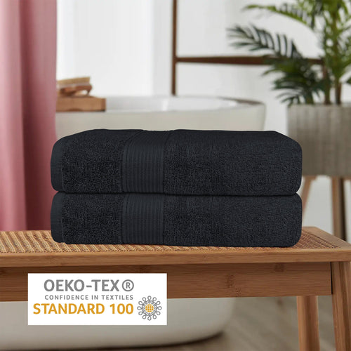 OLIVIA ROCCO Rhodes Towel Black 100% Cotton Hotel Quality Super Absorbent Hand Towels