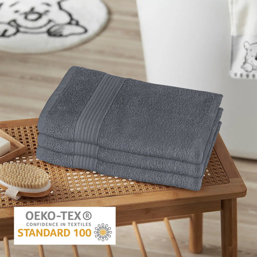 OLIVIA ROCCO Rhodes Towel Grey 100% Cotton Hotel Quality Soft Super Absorbent Hand Bath