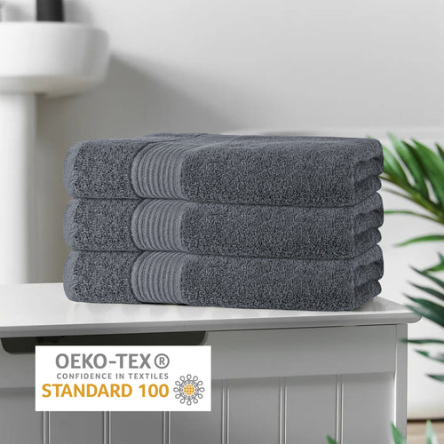 OLIVIA ROCCO Rhodes Towel Grey 100% Cotton Hotel Quality Soft Super Absorbent Hand Bath
