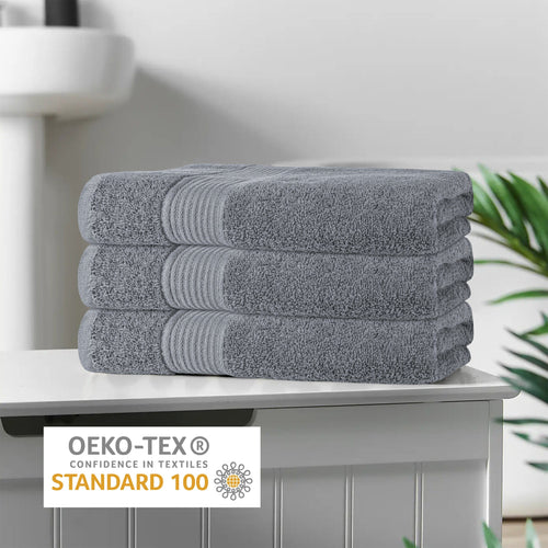 OLIVIA ROCCO Rhodes Towel Silver 100% Cotton Hotel Quality Soft And Ultra Absorbent Hand