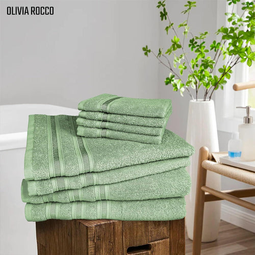 OLIVIA ROCCO Ritz Viscose Stripe Towels Super Soft Cotton Highly Absorbent Jumbo Bath