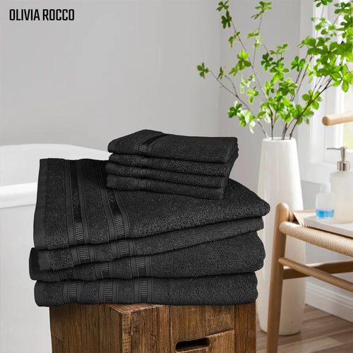 OLIVIA ROCCO Ritz Viscose Stripe Towels Super Soft Cotton Highly Absorbent Jumbo Bath