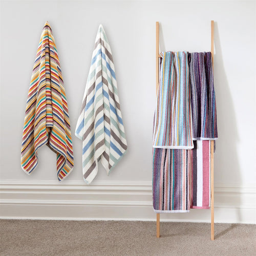 OLIVIA ROCCO Towels Set Of 6 100% Recycled Cotton Quick Dry Absorbent Striped Assorted