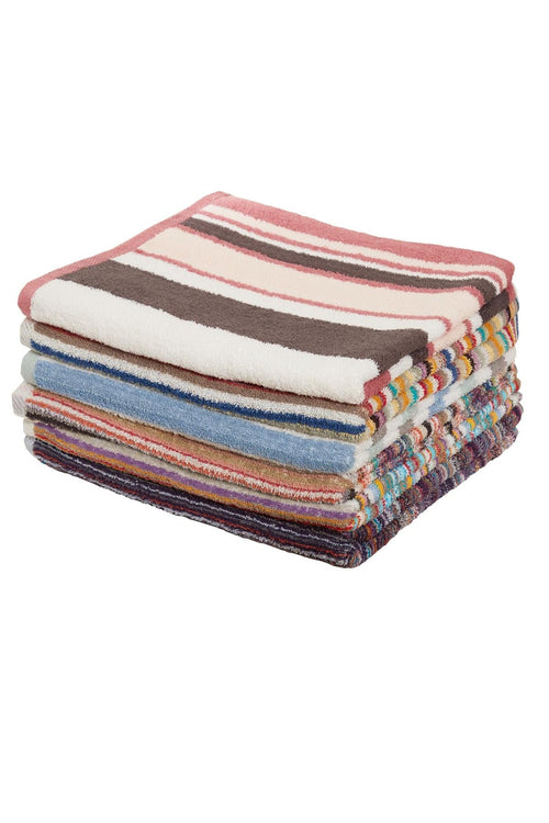 OLIVIA ROCCO Towels Set Of 6 100% Recycled Cotton Quick Dry Absorbent Striped Assorted